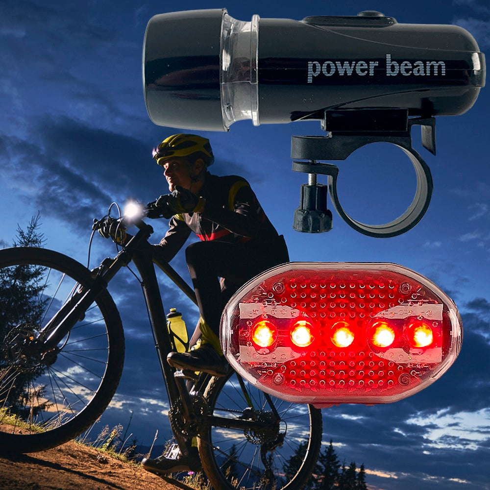 Sett med sykkellykter – kraftig LED – Power Beam