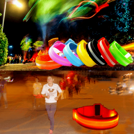 Løbearmbånd med LED-lys så du er sikker i trafikken