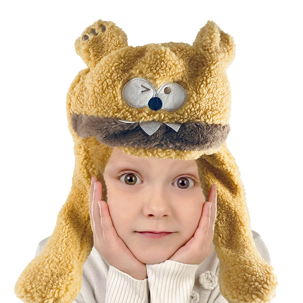 Søt pelsdyrhatt med dansende ører - Gylden-brun eller rosa -