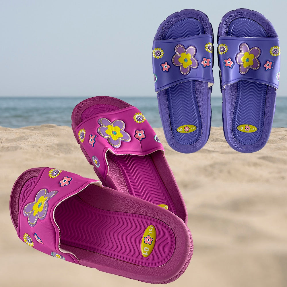 Barn Gummi Sandaler i Lilla og Rosa