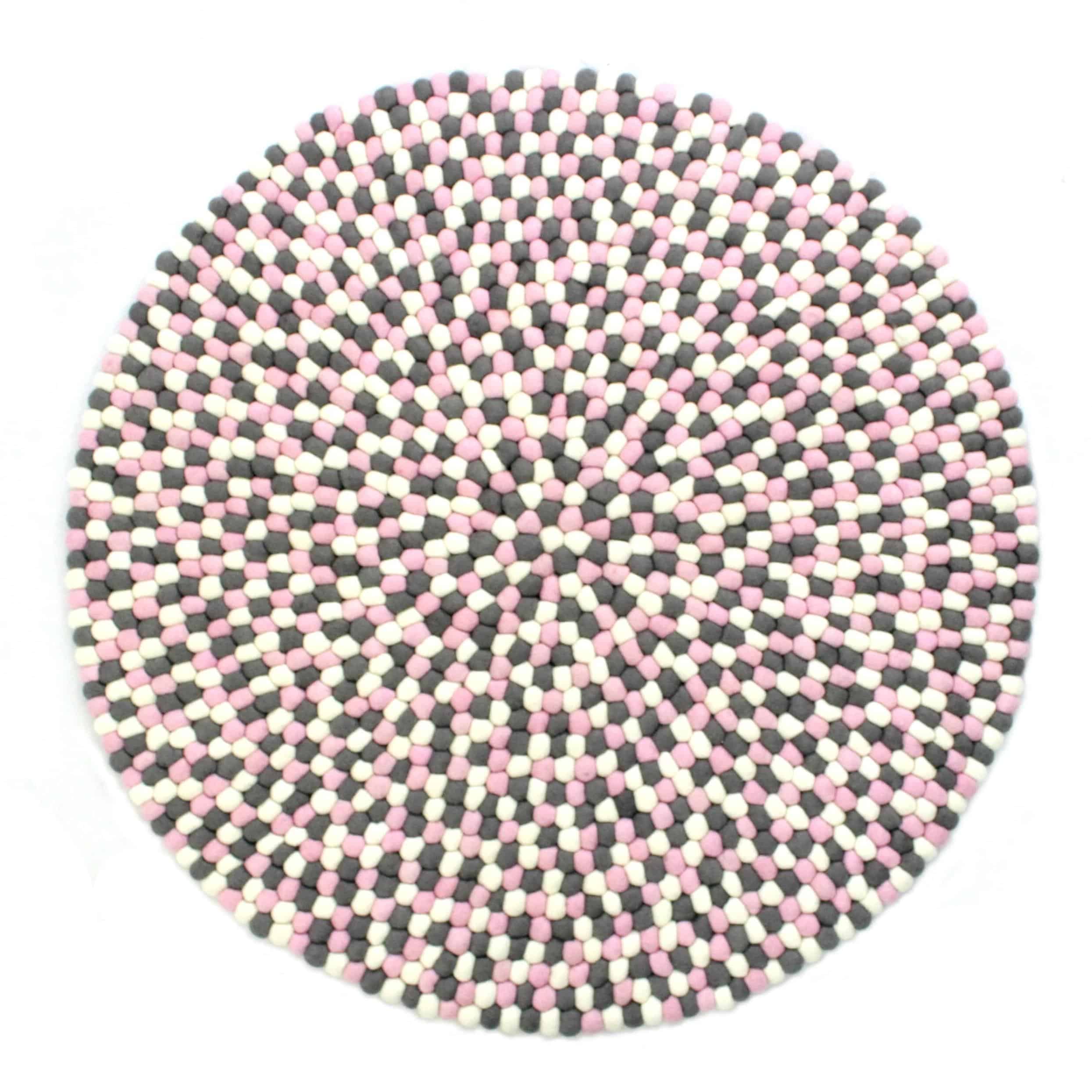 Håndlaget kuleteppe i 100 % ren ull – rosa