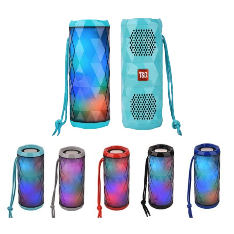 Blåtannhøyttaler (5W) med kule LED-lyseffekter og dobbel bass