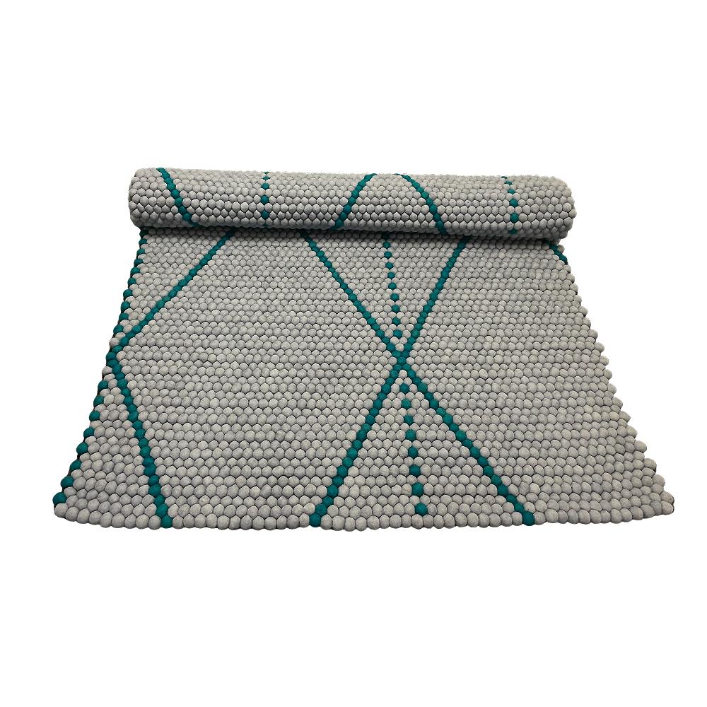 Teppe i 100 % ren Nepal-ull – blå/grå – 170 x 110 cm