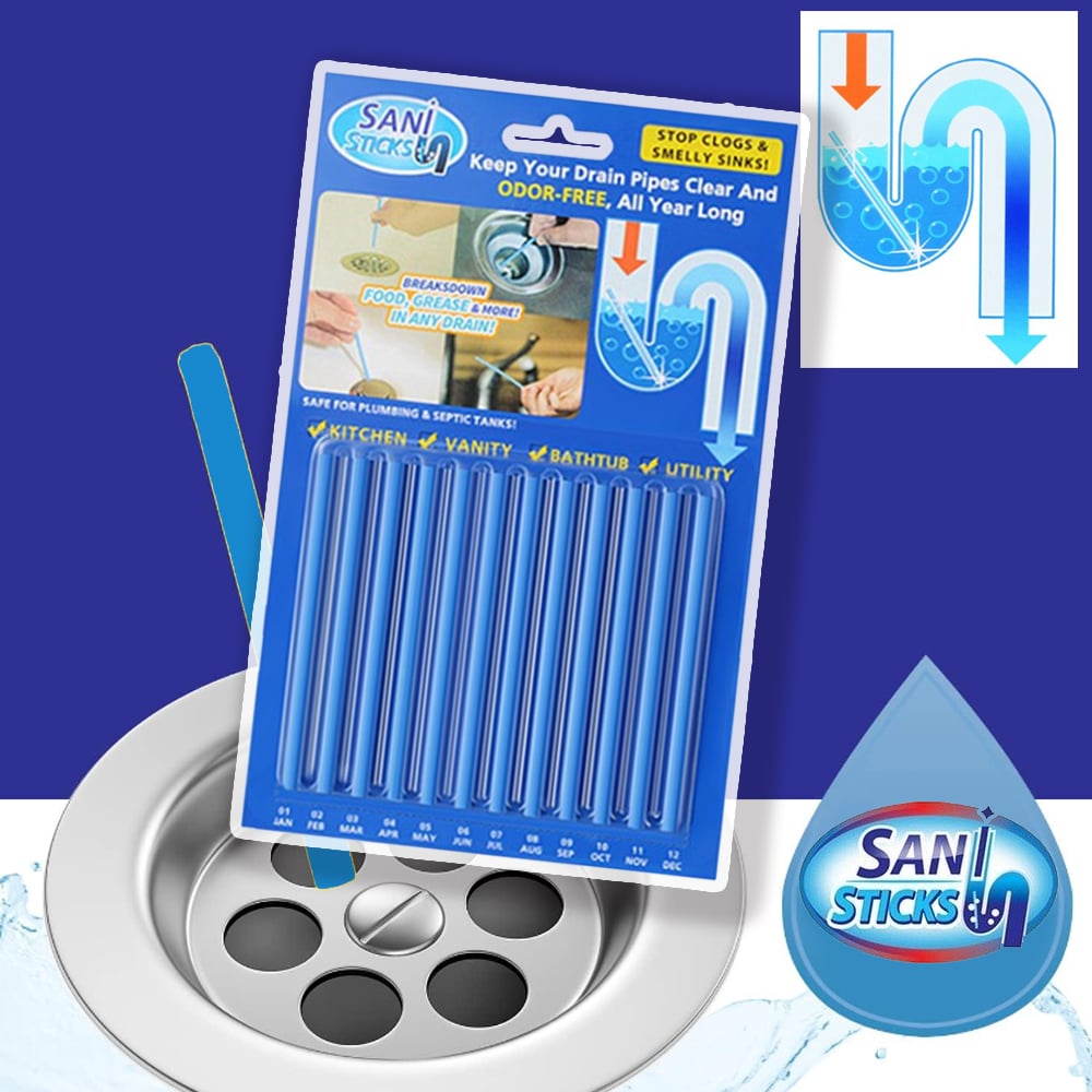 Sani Sticks Avløpsrens 12 stk. (Laget av naturlige materialer)