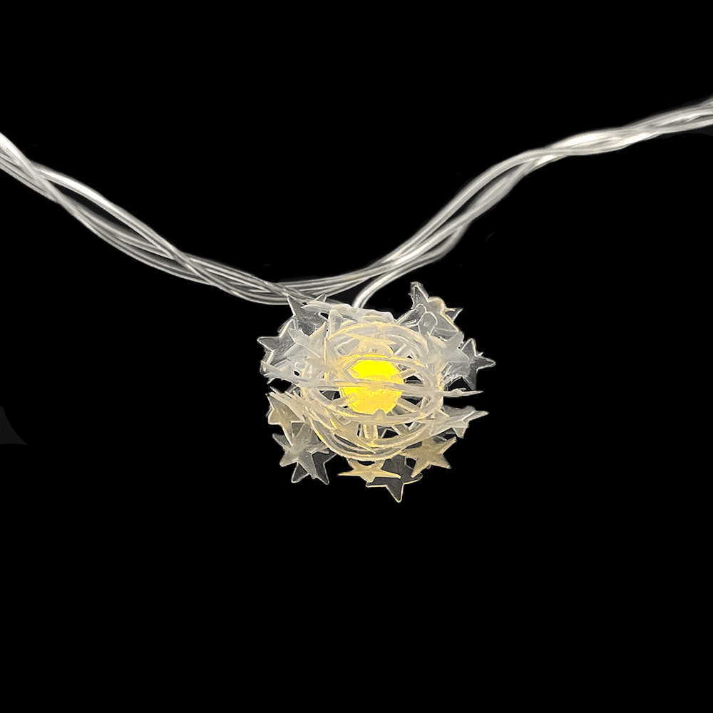 LED-Lyslenke med 20 Stjernekuler – hvit (3 meter)