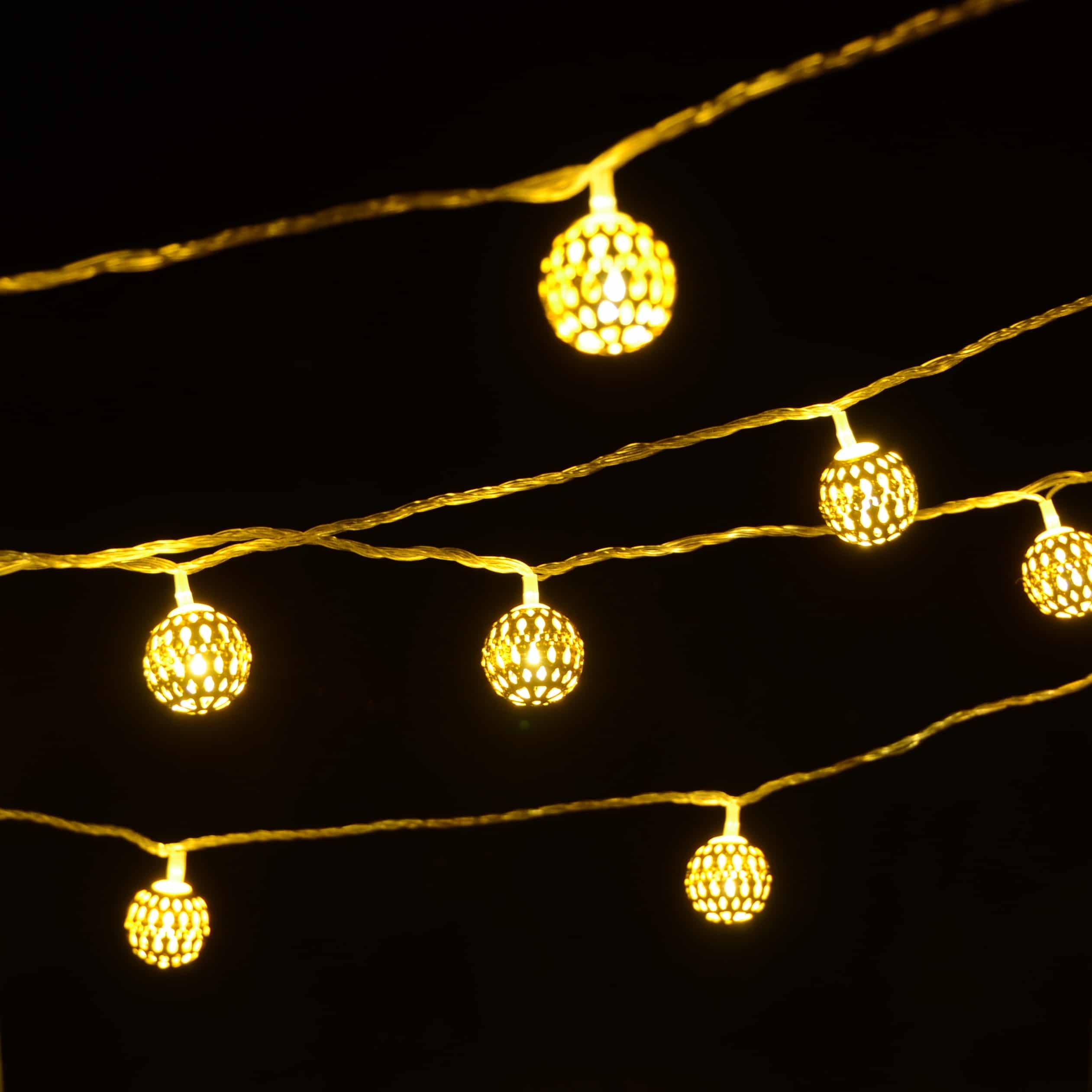 LED-Lyslenke med 20 Kuler - Gull (3 meter)