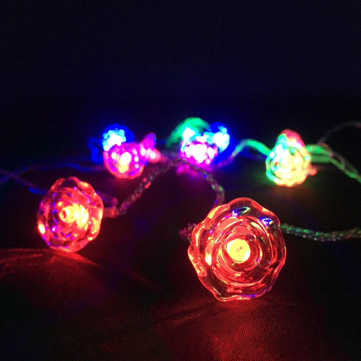 LED-lyslenke m/Blomster Hvit 20 stk. - Multifarget m/blink (3