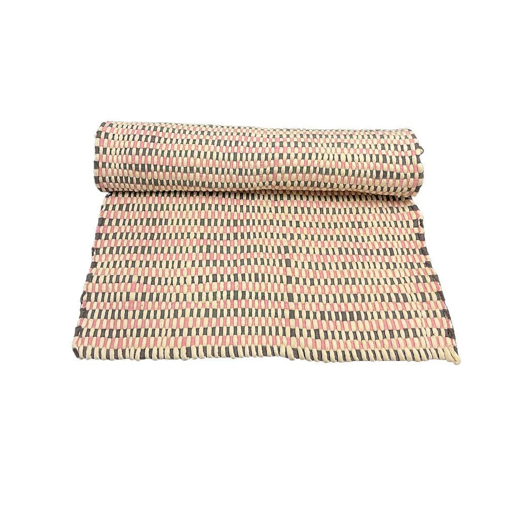 Teppe i 100 % ren Nepal-ull – rosa/hvit – 130 x 90 cm