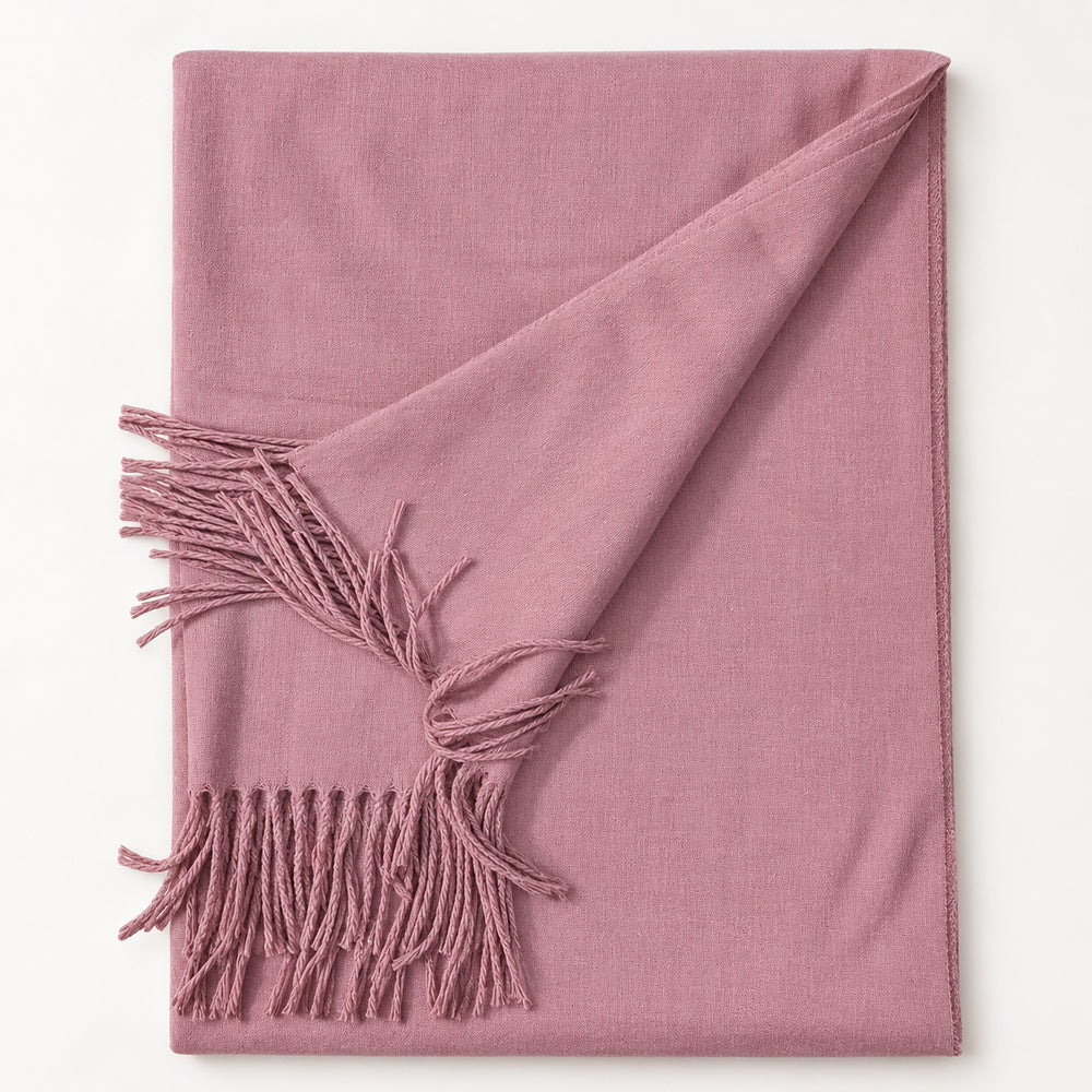 Elegant skjerf med frynser – flere vakre farger – 70 x 180 cm – 200 g.