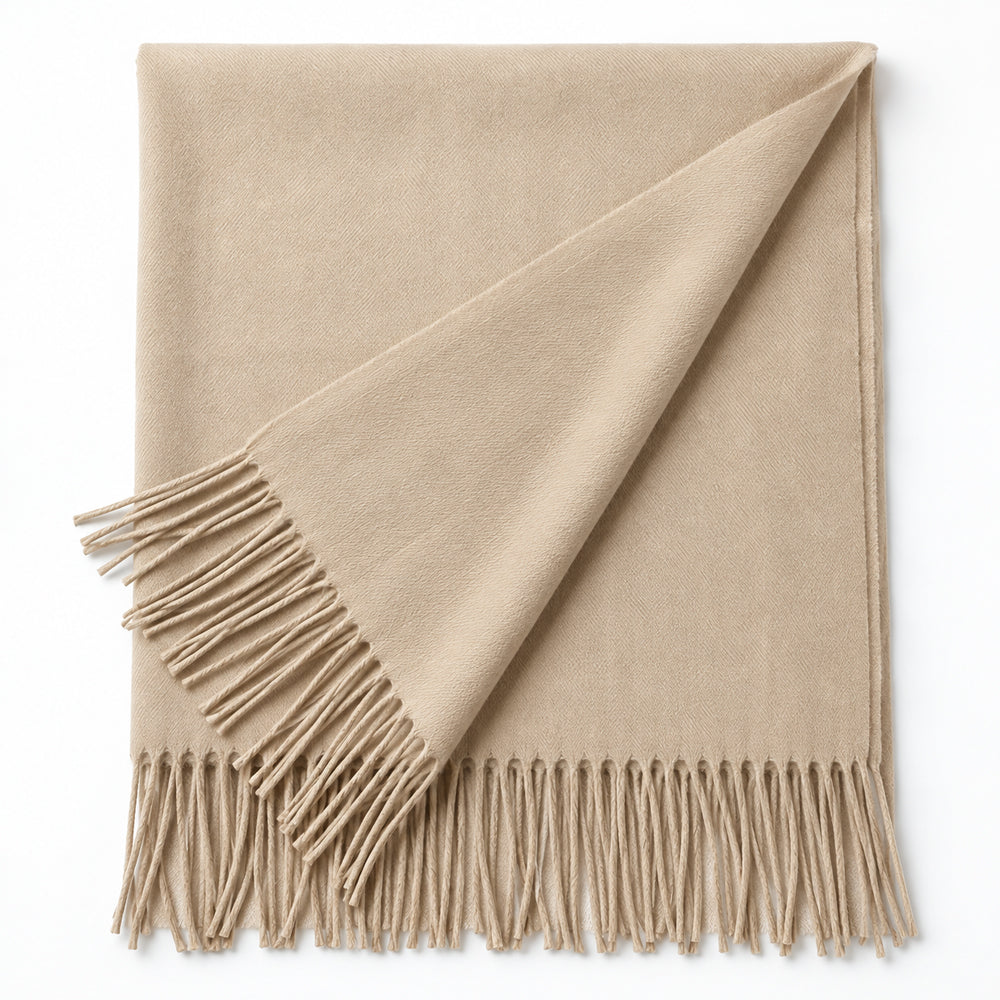 Elegant skjerf med frynser – flere vakre farger – 70 x 180 cm – 200 g.