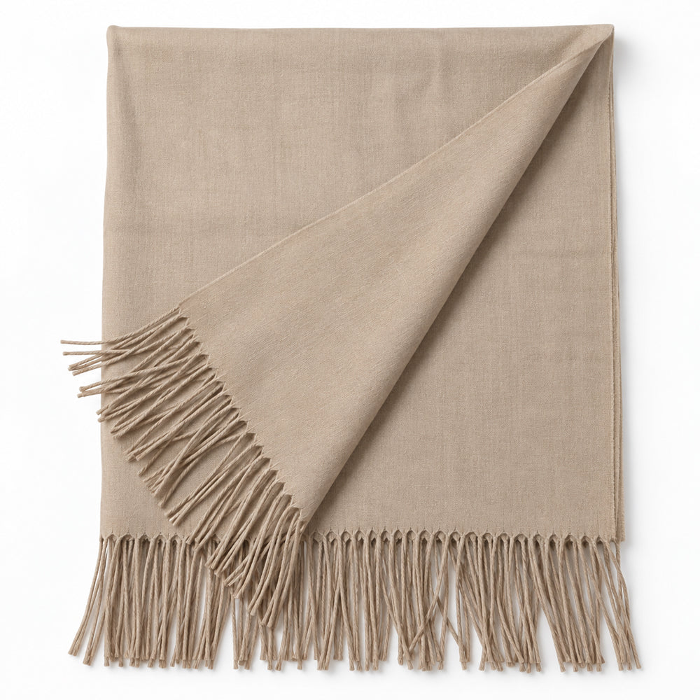 Elegant skjerf med frynser – flere vakre farger – 70 x 180 cm – 200 g.