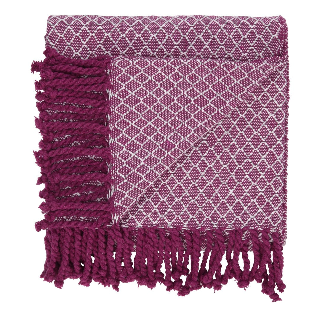 Bomullspledd med frynser i 100% bomull 135 x 200 cm. fra Rugs’N’More