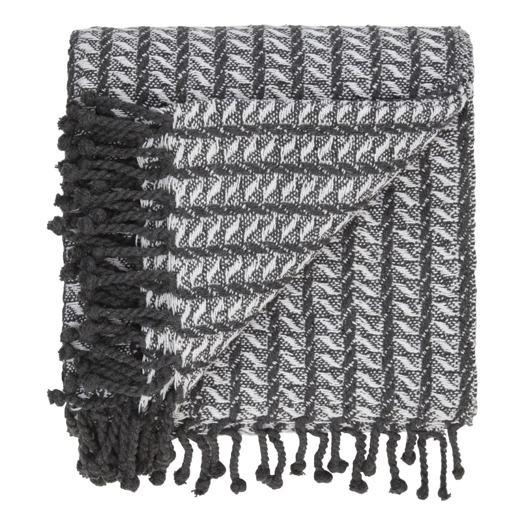 Bomullspledd med frynser i 100% bomull 135 x 200 cm. fra Rugs’N’More