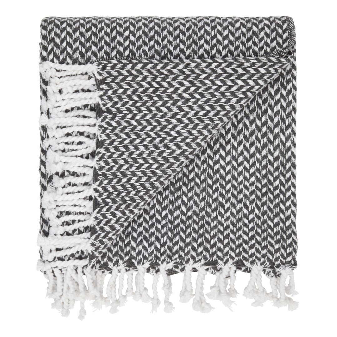 Bomullspledd med frynser i 100% bomull 135 x 200 cm. fra Rugs’N’More