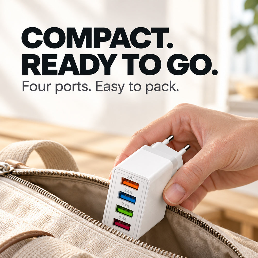 USB-lader med 4 porter