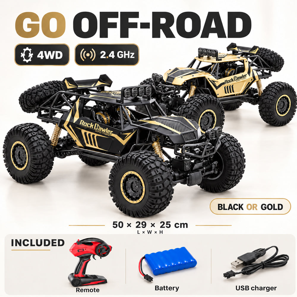 Fjernstyrt offroadbil med 4-hjulstrekk – 50 cm – Gull eller Svart