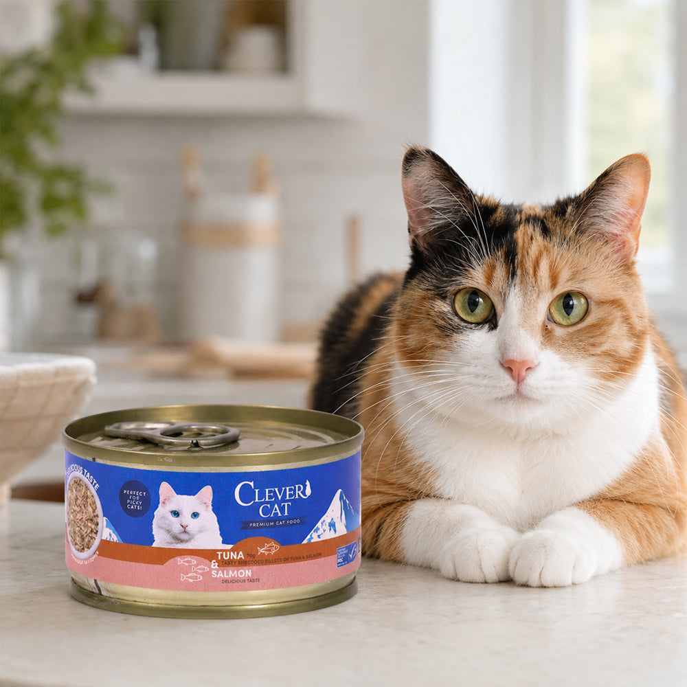 Våtfôr til katt med tunfisk og laks i buljong – 70 g