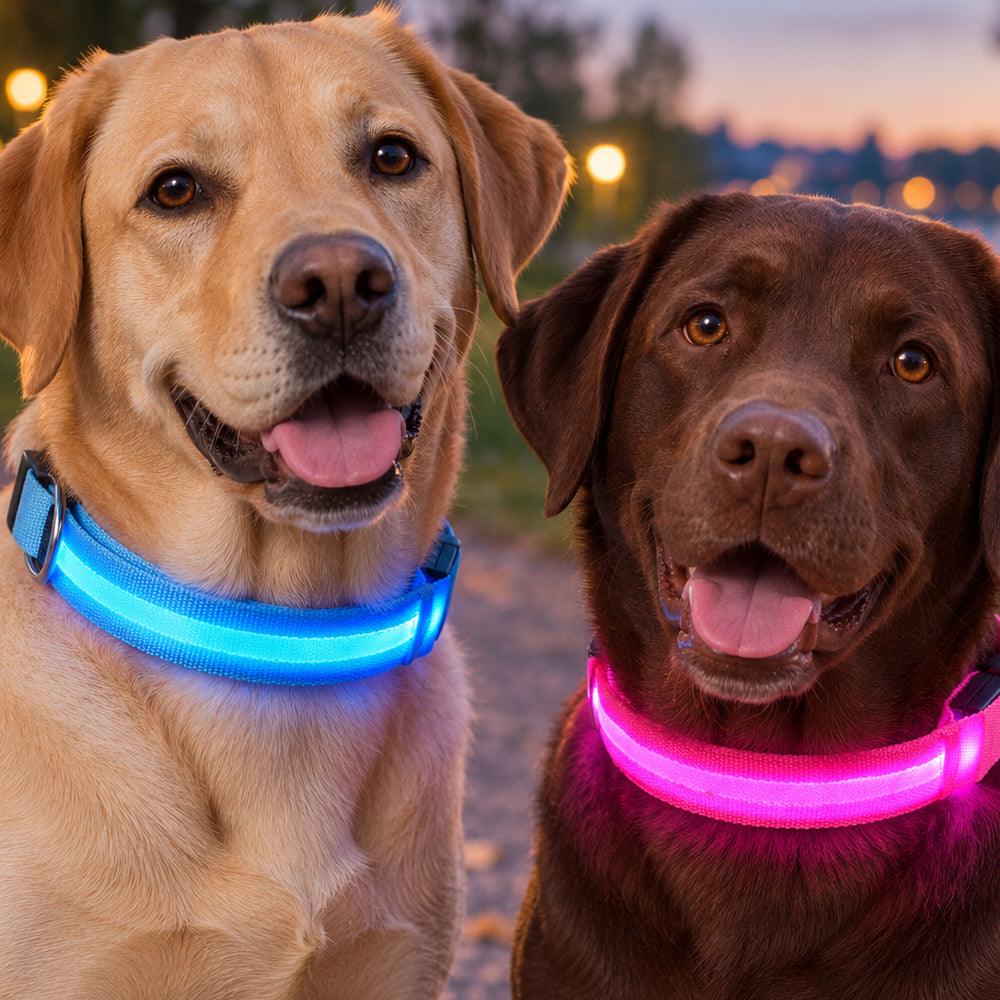 Hundehalsbånd med LED-lys – ekstra synlighet på turen