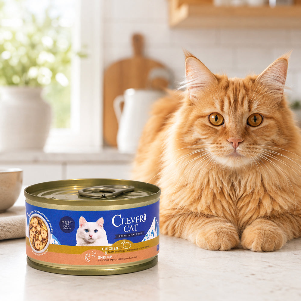Våtfôr til katt med kylling og reker i buljong – 70 g