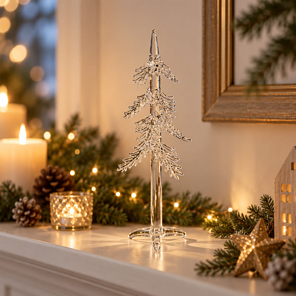 Elegant glassjuletre 22 cm – transparent juledekorasjon