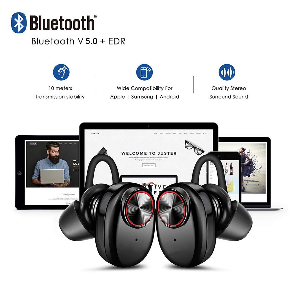 Trådløse in-ear-Hodetelefoner m/bluetooth V5.0 (sorte)