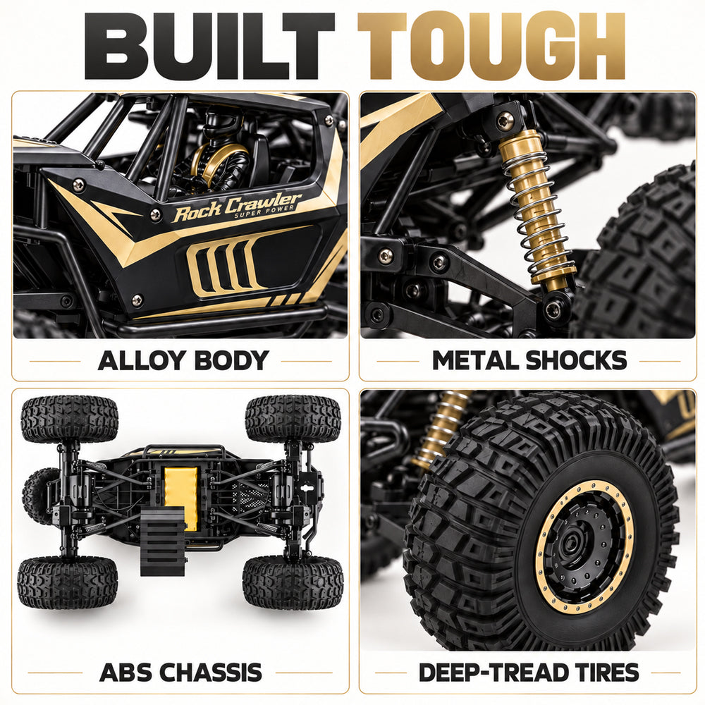 Fjernstyrt offroadbil med 4-hjulstrekk – 50 cm – Gull eller Svart