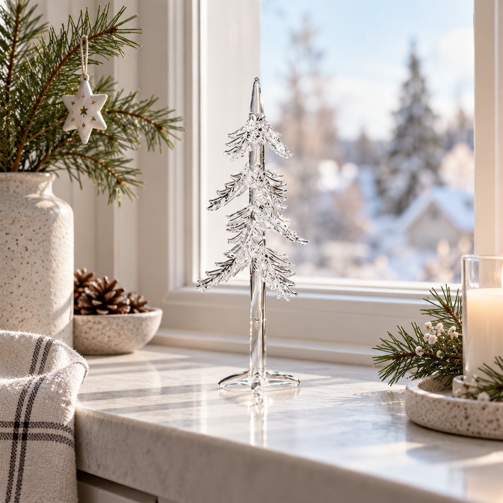 Elegant glassjuletre 22 cm – transparent juledekorasjon