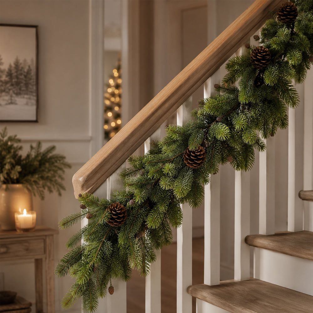 Eksklusiv julegirlander 160 cm – naturtro gran med kongler