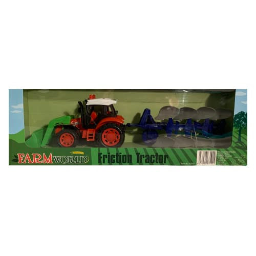 Traktor m/plog og frontlaster – grønn eller rød fra Farmworld