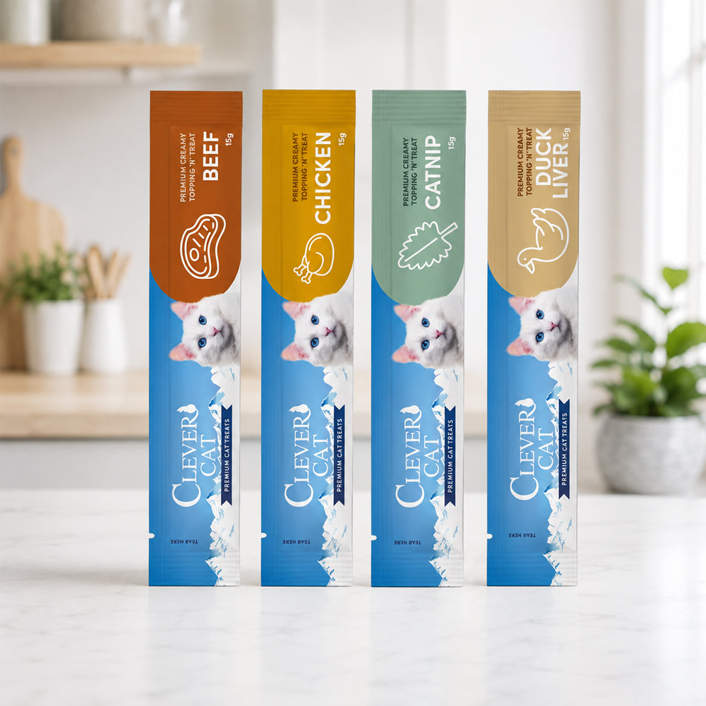 Clever Cat Creamy Treats – 4 smaker i mikspakke