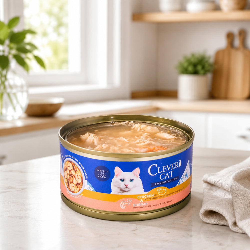Våtfôr til katt med kylling og reker i buljong – 70 g