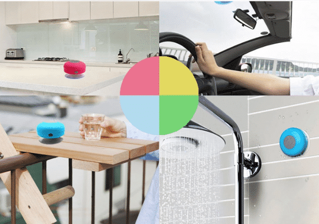 Vanntett Bluetooth-høyttaler med sugekopp til badet m.m.