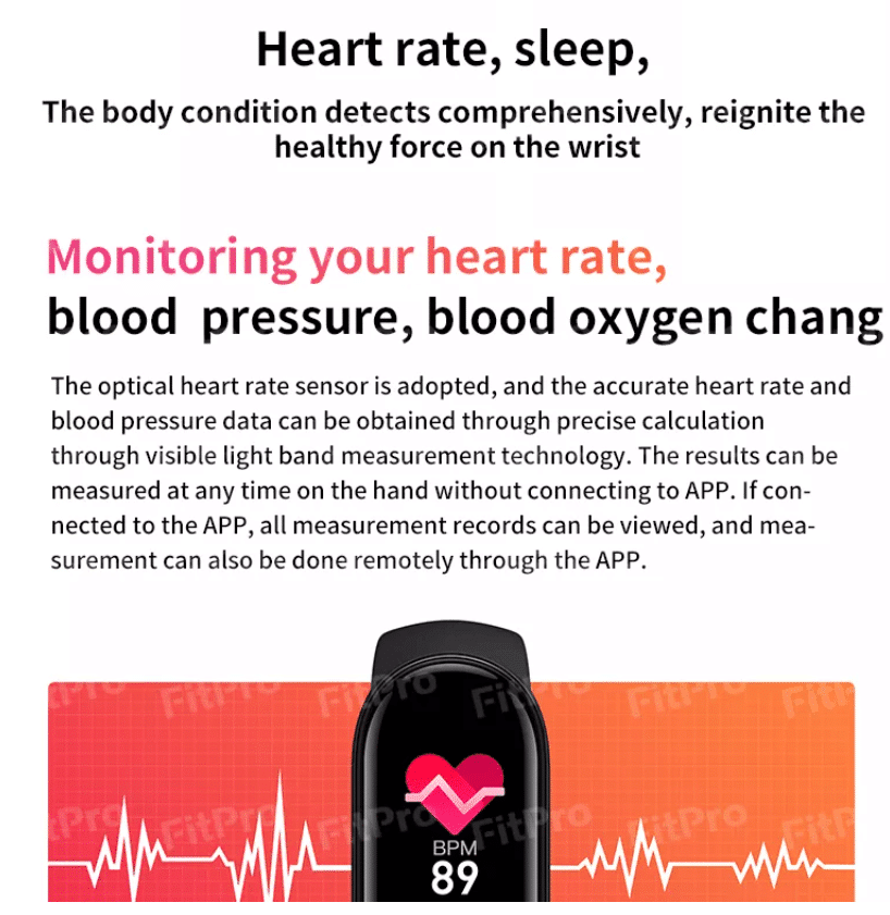 Smartwatch m/Puls- & blodtrykksmåler