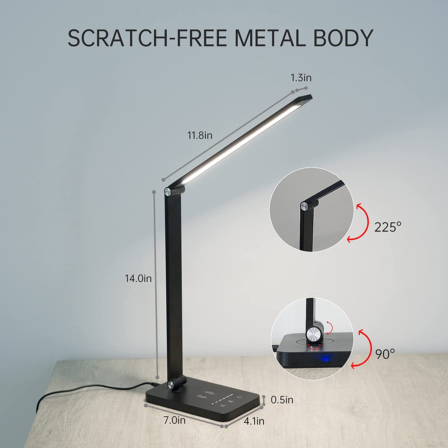 LED-bordlampe/Sammenleggbar lampe med timer & trådløs lader