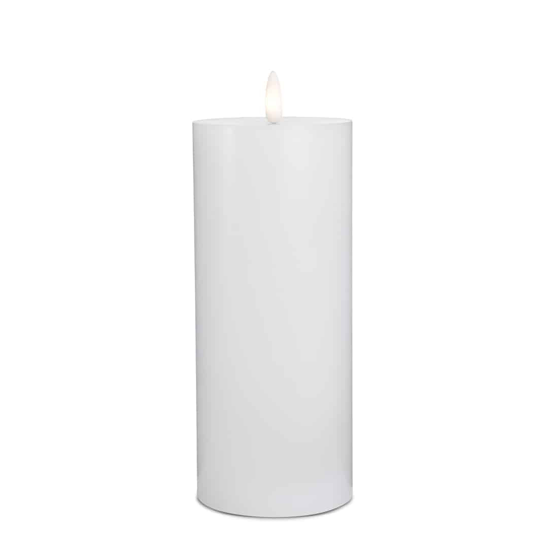 LED stearinlys - 1 stk. - ø7,5 x 20 cm - m/3D flamme - (flere farger)