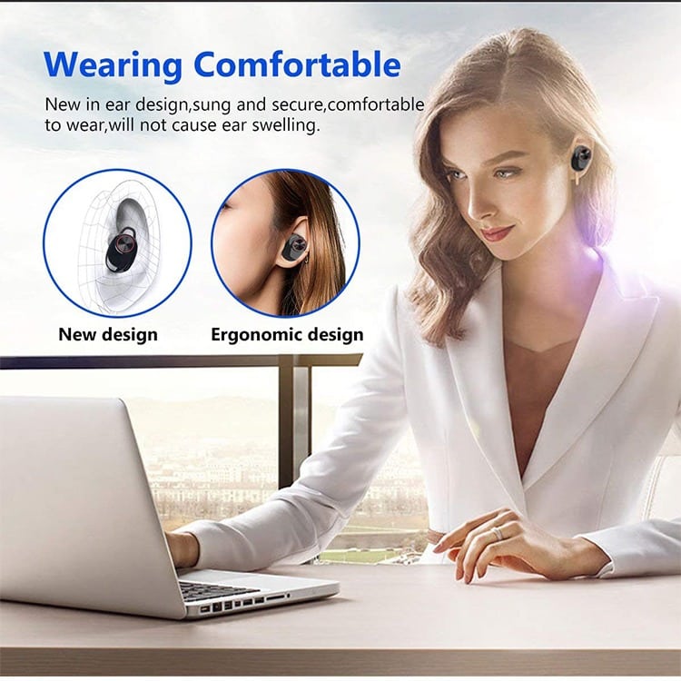 Trådløse in-ear-Hodetelefoner m/bluetooth V5.0 (sorte)