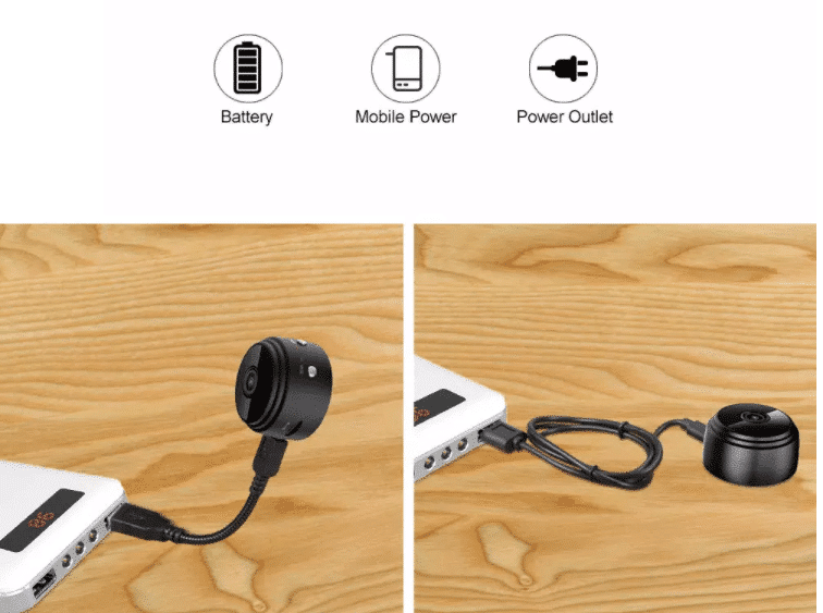 Mini HD-overvåkningskamera (mål 44 x 24 mm) m/eget batteri