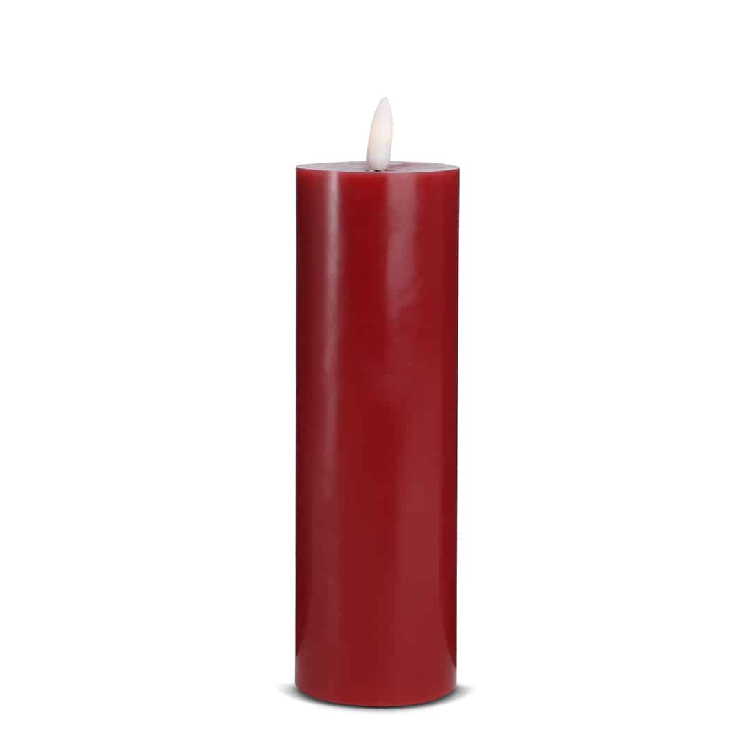 LED stearinlys - 1 stk. - ø5 x 20 cm - m/3D flamme - (flere farger)