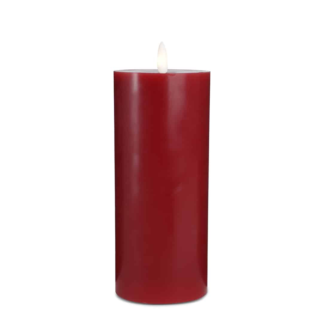 LED stearinlys - 1 stk. - ø7,5 x 20 cm - m/3D flamme - (flere farger)