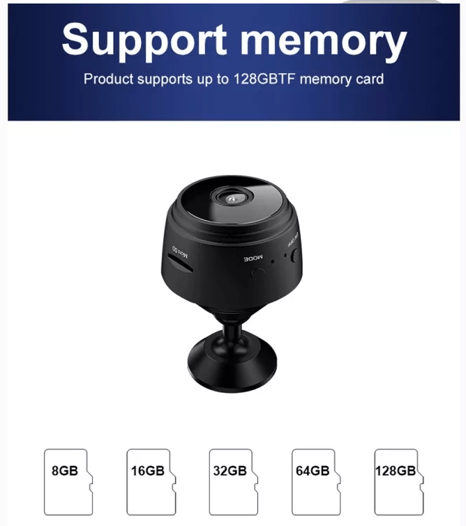 Mini HD-overvåkningskamera (mål 44 x 24 mm) m/eget batteri
