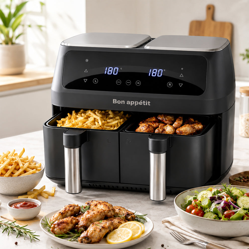 Airfryer 8,0 l - dobbel - 2 kurver og 2 400 watt