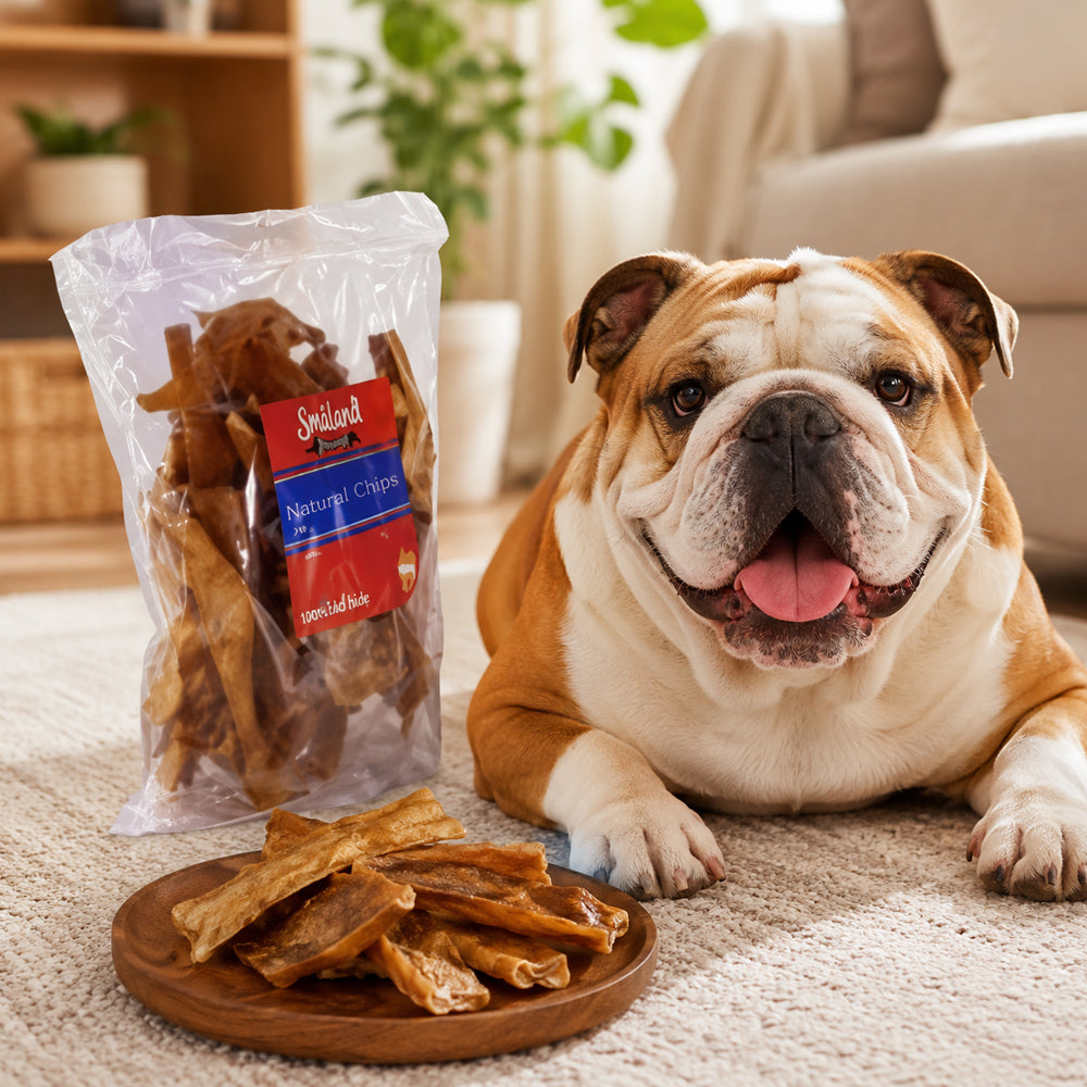 Småland Natural Chips 900 g – naturlige lufttørkede tyggebein av bøffelhud