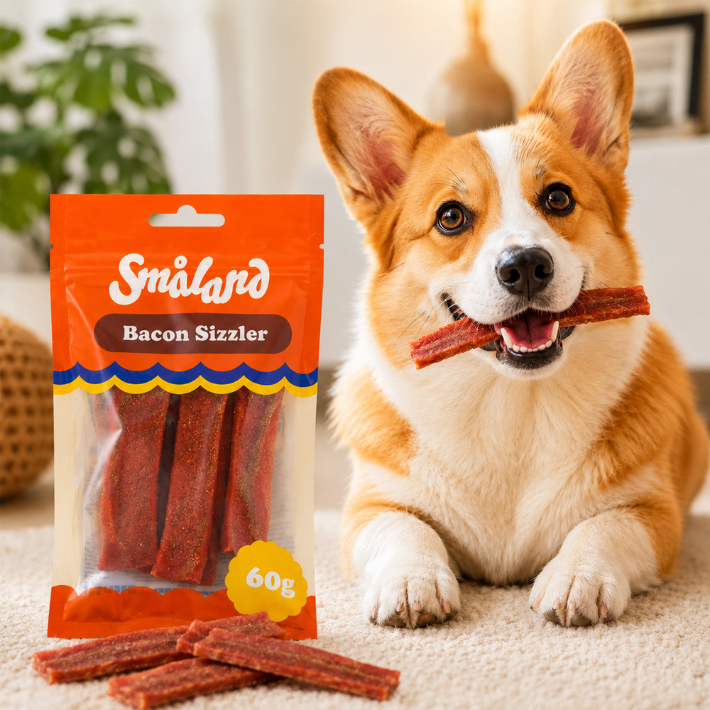 Småland Bacon Sizzler 60 g (Hundegodbit av kylling)