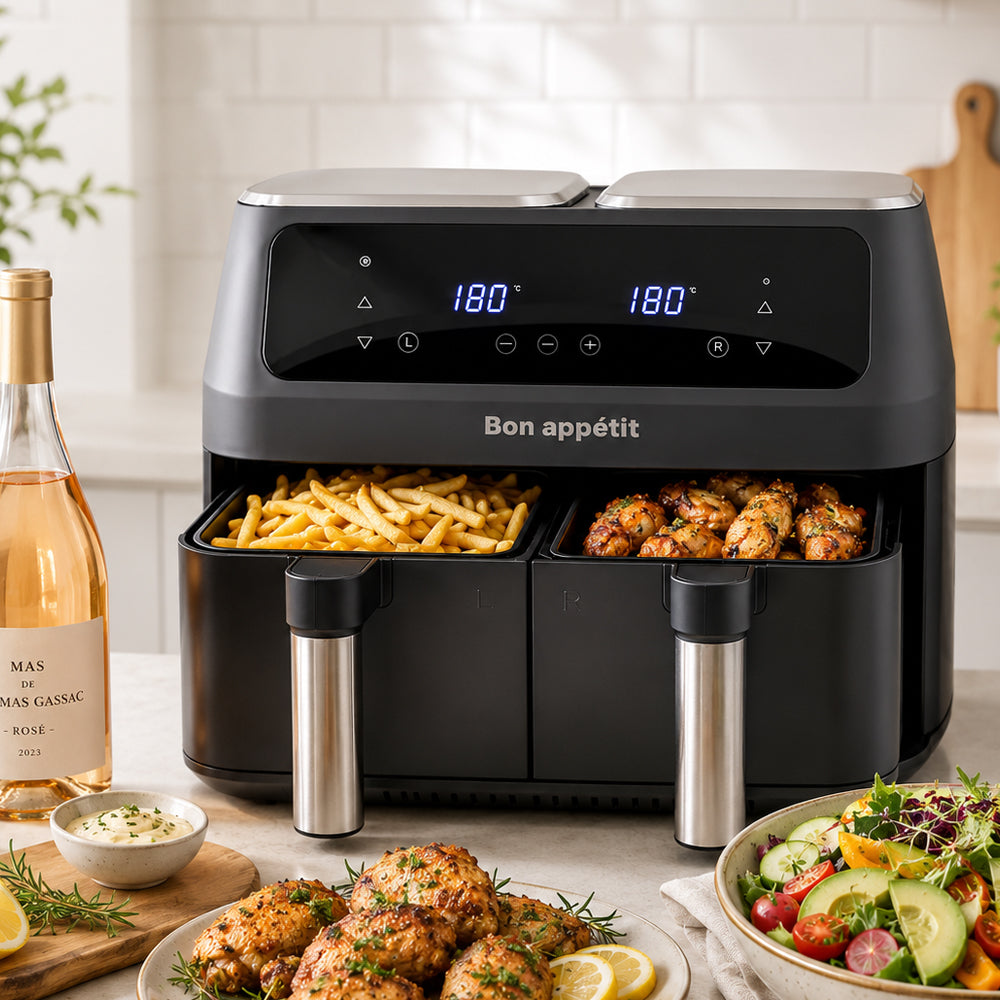 Airfryer 8,0 l - dobbel - 2 kurver og 2 400 watt
