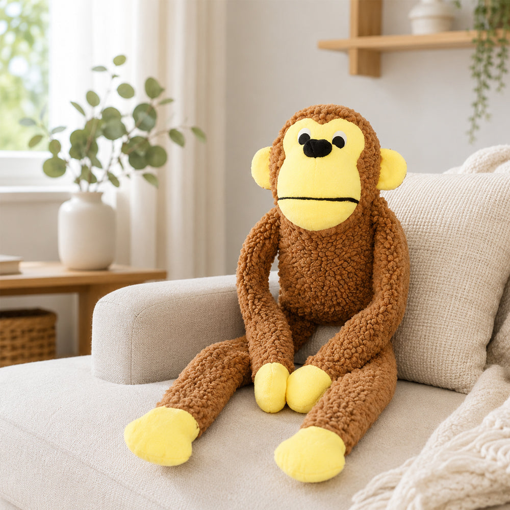 Hundeleke ape med pip – myk og morsom plysjleke