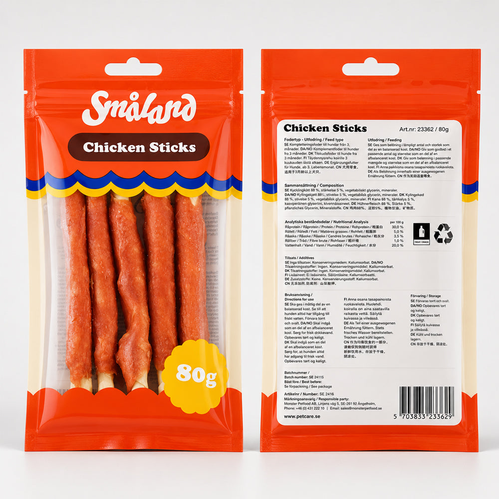Småland Chicken Sticks 80 g (Tyggebein til hunder)