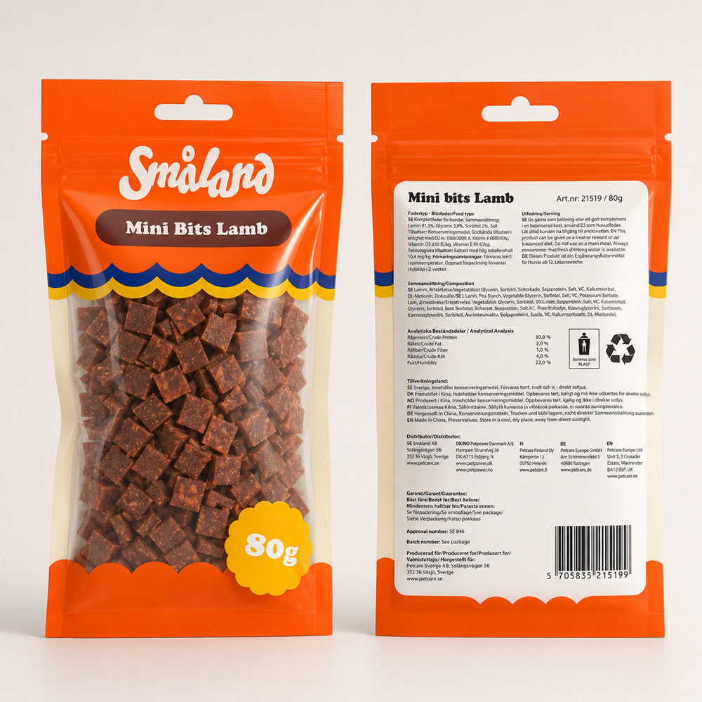 Småland Mini Bits Lamb 80 g (hundegodbiter av lam)