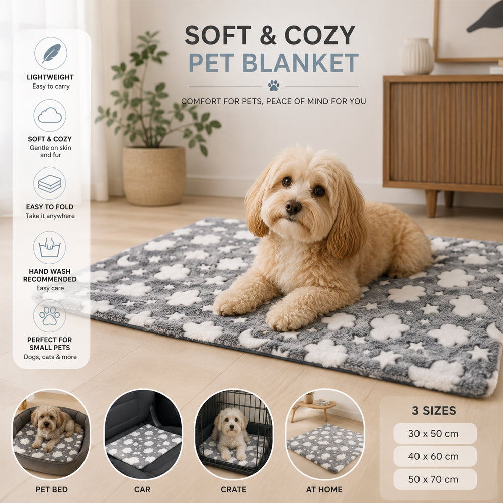 Mykt hundeteppe med print – koselig hvileplass for hund og katt