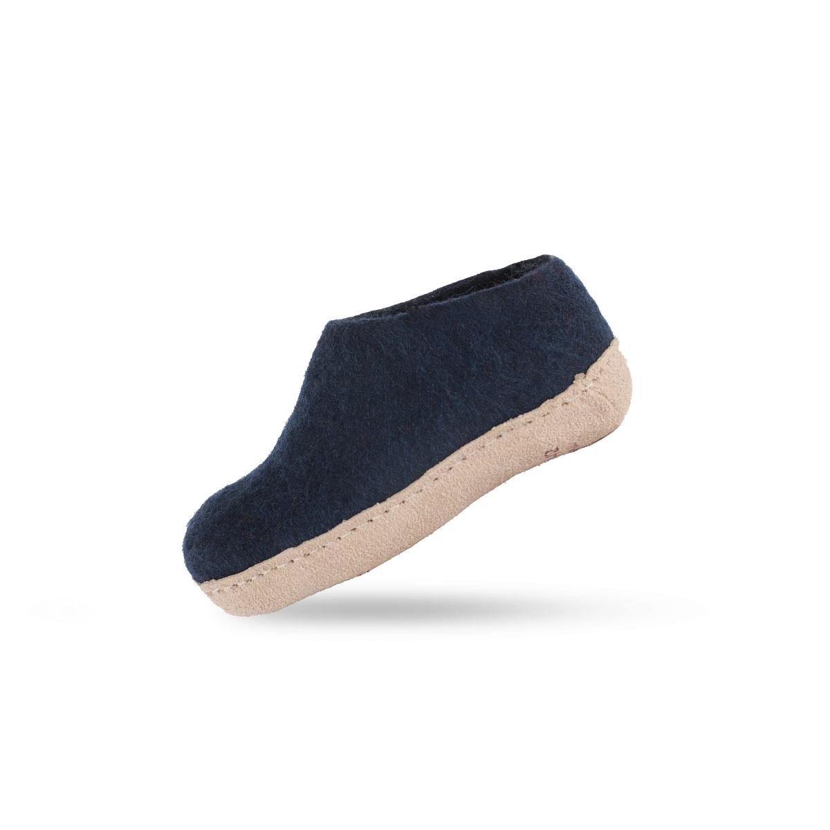 Uldhjemmesko Børn (100% ren uld)  m/sål i skind - Dansk Design fra SHUS
