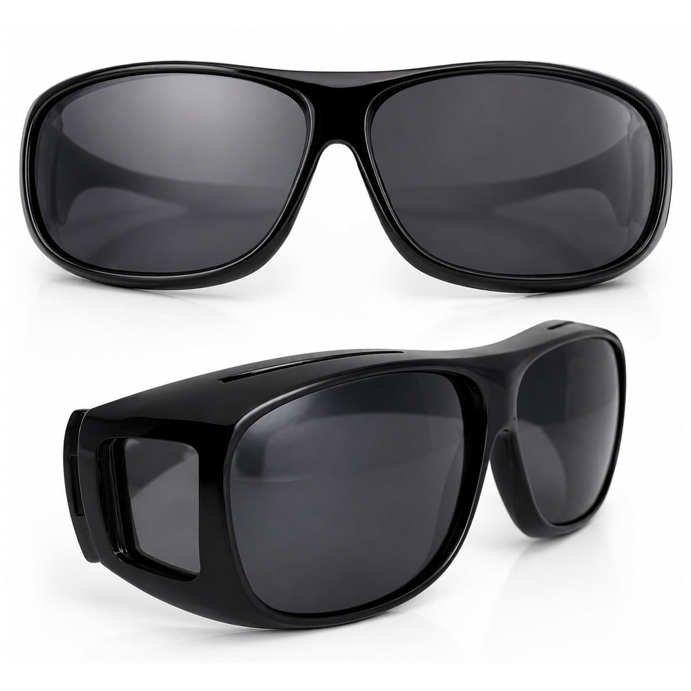 HD-Vision-briller – 2 stk dag + natt polariserte briller (perfekt som kjøring, sport, nattkjøring & UV-solbriller)